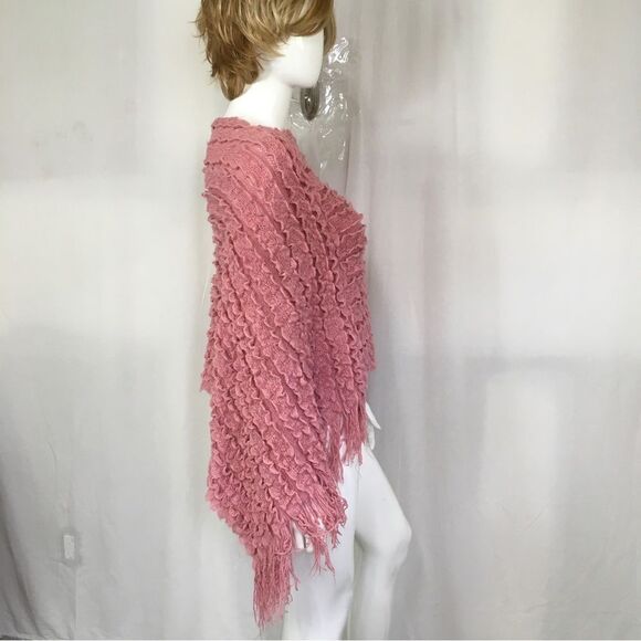 Anthropologie Anama Boat Neck Drapey Knitted Poncho Sweater Pullover Pink OS - Picture 6 of 8